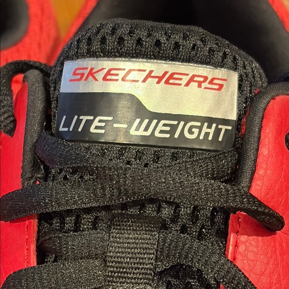 Skechers Red and Black lite-weight Athletic Shoes Breathable Knit Design - Picture 2 of 11